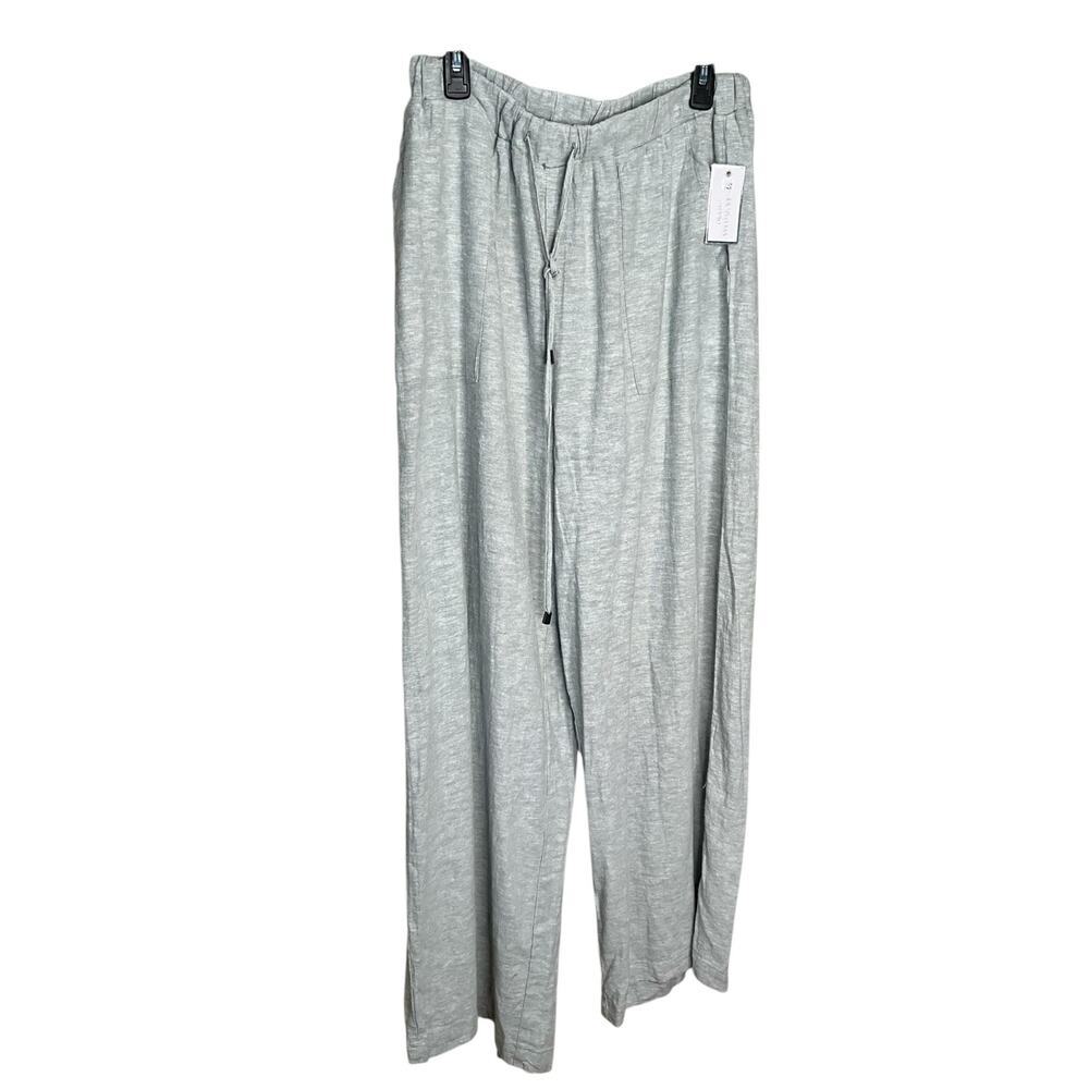 Cable & Gauge Studio‎ Linen Blend Wide Leg Pants Pull-On Gray Womens Size L NWT